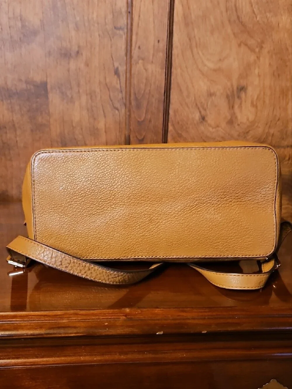 Michael Kors Cognac Pebbled Leather Backpack with Gold Hardware